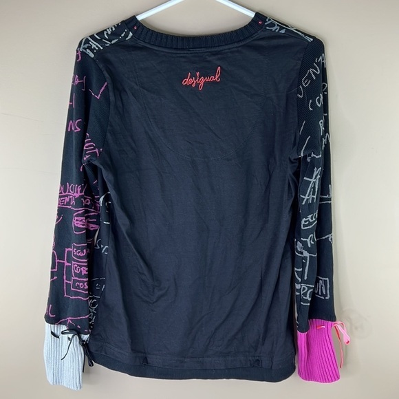 Desigual Black Long Sleeved Heart Print - Picture 3 of 11